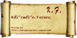 Kármán Ferenc névjegykártya